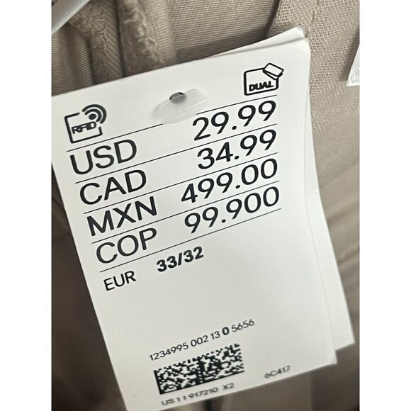 H&M Mens Slim Fit Chino Pants Sz 33 x 32 NWT - Picture 6 of 7